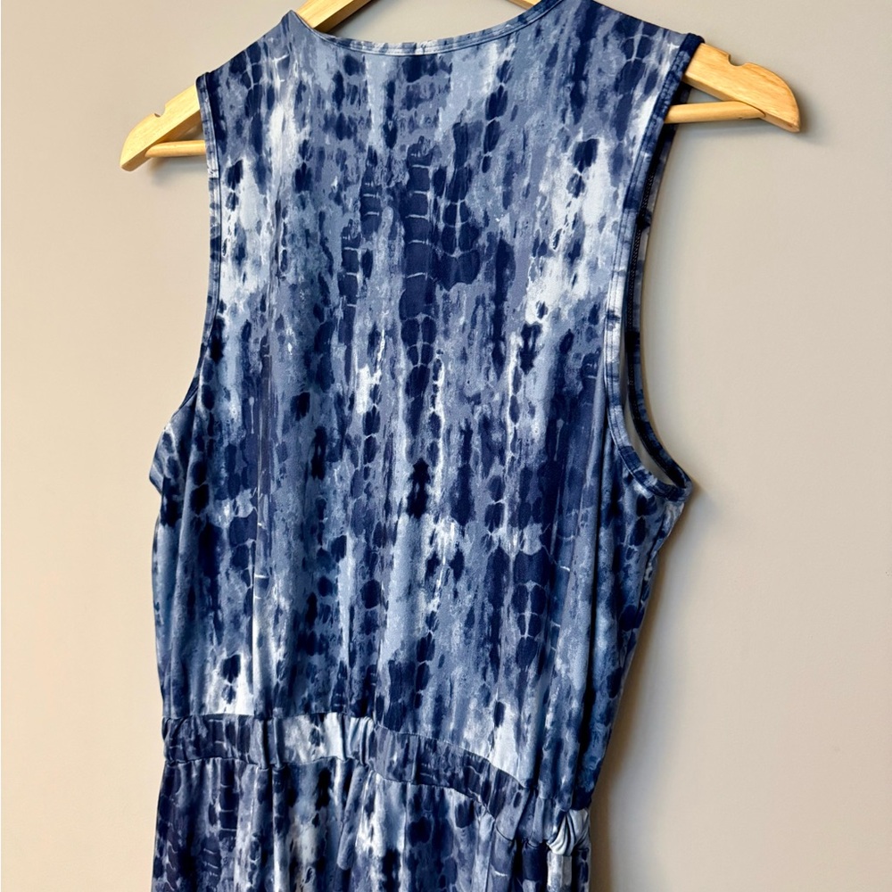 Old Navy Breathe On Athletic Jumpsuit Romper Tonal Tie Dye Blue Stretchy Soft - Picture 9 of 10